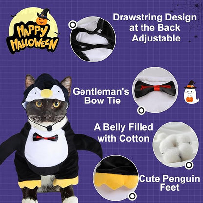 DELIFUR Dog Halloween Penguin Costume - Adorable Pet Clothes Animal Cosplay Halloween Costume for Cat and Puppy Holiday Funny Outfits (Penguin, X-Small)