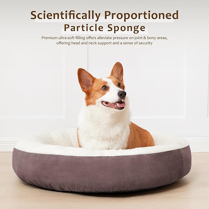 Love's cabin Donut Pet Bed 25in, Burlwood,