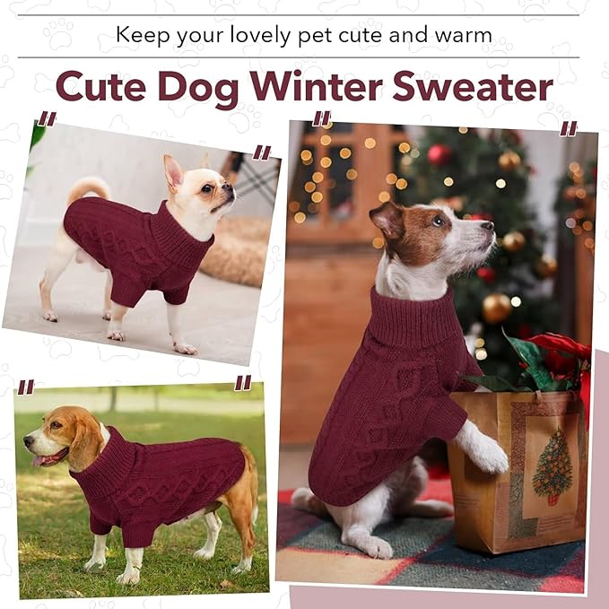 Small Dog Sweater, Fall Puppy Sweaters Boys Girls, Red Knit Dog Sweatershirt with Harness Hole, Halloween Sweater for Small Dogs, Thick Pullover Doggie Costumes for Toy Poodle, Yorkie, Red S