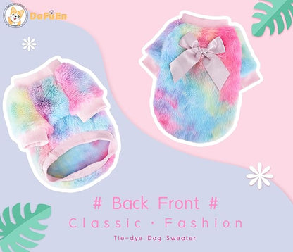 Dog Sweaters for Medium Dogs Girl Boy Winter Tie-Dye Puppy Sweater Warm Pet Clothes Outfits for Chihuahua Yorkie Shih Tzu Teacup Cold Weather Dog Coat Spring Cat Apparel (Medium 1)