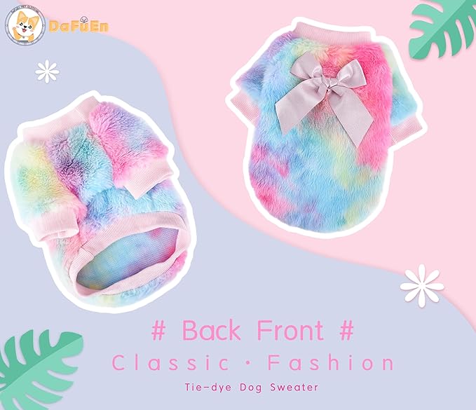 Dog Sweaters for Small Dogs Girl Boy Winter Tie-Dye Puppy Sweater Warm Pet Clothes Outfits for Chihuahua Yorkie Shih Tzu Teacup Cold Weather Dog Coat Spring Cat Apparel (Small 1)