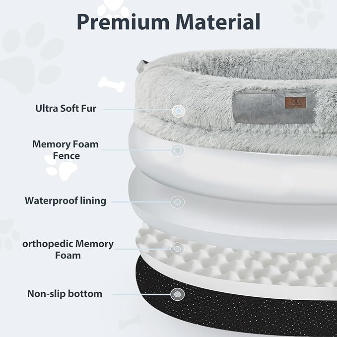 WNPETHOME Human Dog Bed for Adult, 71" x 46" Large Human Size Dog Bed for People with Blanket&Pillow, Washable Gaint Human Dog Bed for Families&Pets Napping