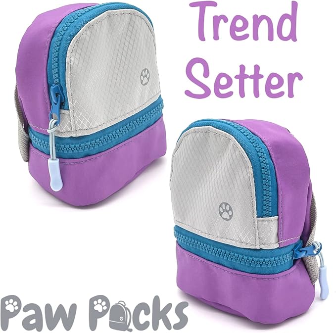 LLC Dog Backpack, Cat Backpack, Small Carrier | Clip on Harness or Leash, Fun Pet Treat Holder, Toy Bag, or Waste Dispenser | Dog Treat Training Pouch (Trend Setter)