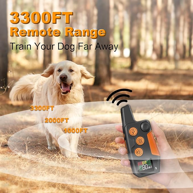 Dog Shock Collar 3300FT 4 Channels Dog Training Collar with Remote for 8-120lbs Small Medium Large Dogs