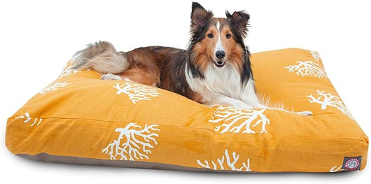 Yellow Coral Large Rectangle Indoor Outdoor Pet Dog Bed With Removable Washable Cover By Majestic Pet Products