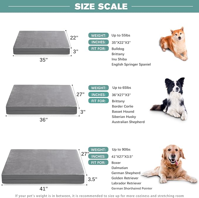 Vonabem Waterproof Dog Beds Large Medium Sized Dogs 36 inch, 35"x22", Gray