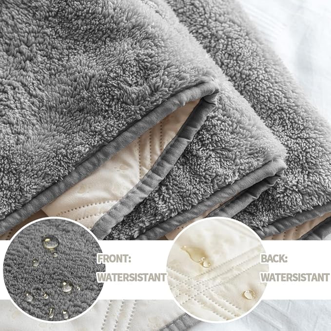 Waterproof & Anti-Slip Washable Faux Fur Dog Bed Cover and Pet Blanket Couch Cover Sofa Pet Bed Mat ，car Incontinence Mattress Protectors Furniture for Most Cats Dogs Pets