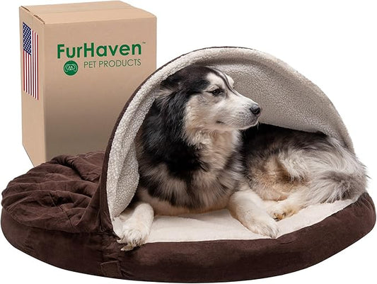 Furhaven 44" Round Memory Foam Dog Bed for Large Dogs w/ Removable Washable Cover 80 lbs 44-inch
