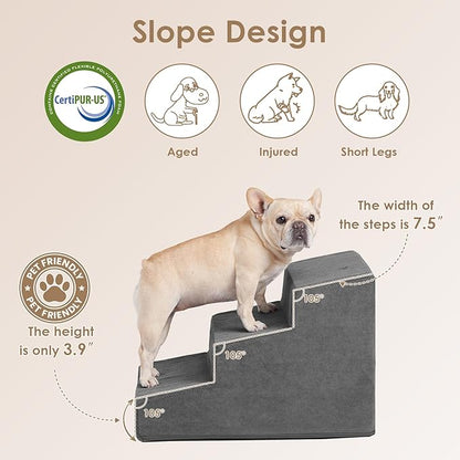EHEYCIGA Dog Stairs for Small Dog 15.7”H 3-Step Slope