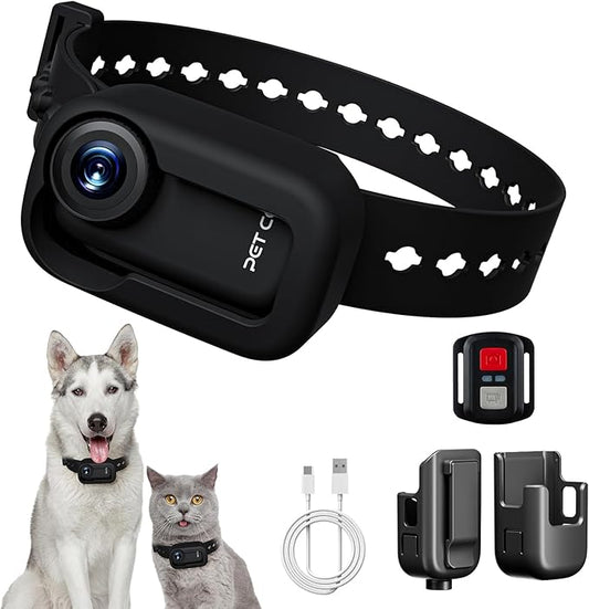 HD 4K Dog Tracker Collar, WiFi Cat Collars Camera Mini Action Camera for Video Records Wireless Cats Dogs Collar Mini Body Cam Outdoor/Inoor Pet Supplies Birthday