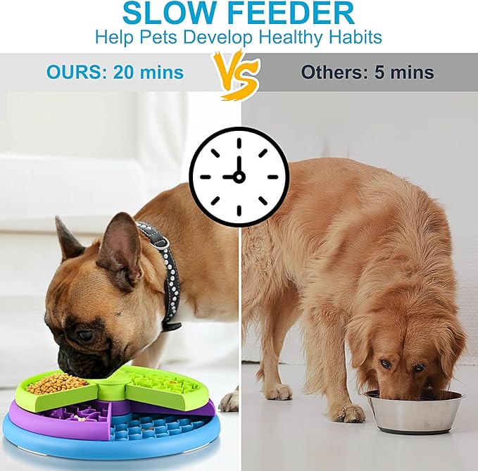 Slow Feeder Dog Bowls 3 Layers, Interactive Dog Puzzle Game, Dog Enrichment Toys, Anti-Slip Slow Eating Dog Bowl, Maze Dog Food Bowl, Anti-Choking Puzzle Feeder Dog Bowl for Dogs & Cats