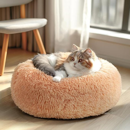 Veehoo Calming Cat Bed for Small Cats 20", Beige