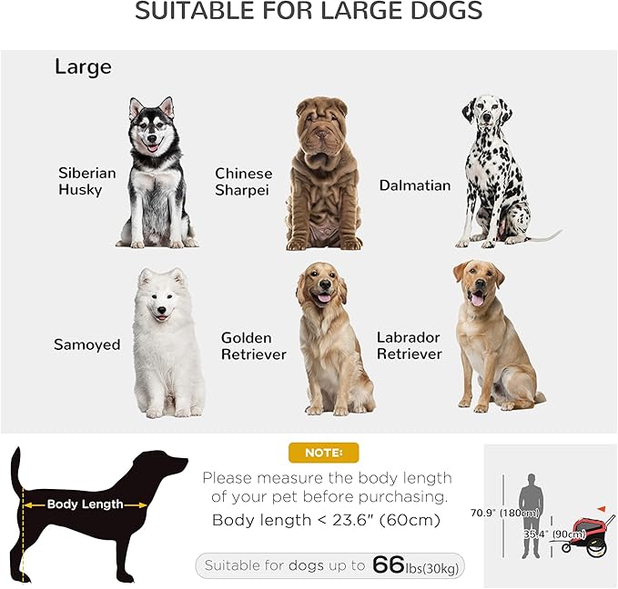 Aosom 2-in-1 Dog Bike Trailer Pet Stroller Carrier for Large Dogs with Hitch