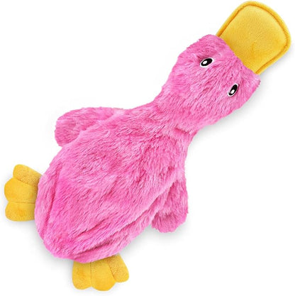 Best Pet Supplies Crinkle Dog Toy for Small, Medium, and Large Breeds, Cute No Stuffing Duck with Soft Squeaker, Fun for Indoor Puppies and Senior Pups, Plush No Mess Chew and Play - Light Pink