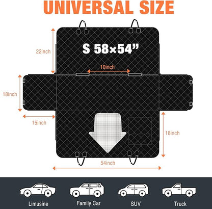 IVY&LANE Dog Car Seat Cover for Dogs 100% Waterproof 600D Scratchproof Sedans(Black,54"×58")