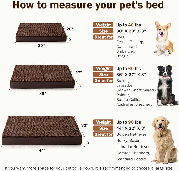 JOEJOY Orthopedic Dog Bed for Large Medium Dogs 36x27 Inch,