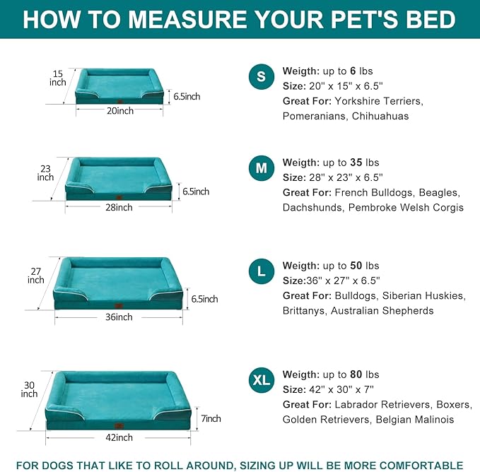 WNPETHOME Waterproof Dog Beds for Extra Large Dogs, Orthopedic XLarge Dog Bed with Sides, Big Dog Couch Bed with Washable Removable Cover, Pet Bed Sofa with Non-Slip Foam for Sleeping Green