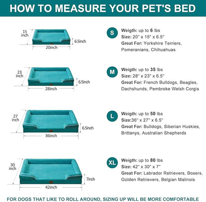 WNPETHOME Waterproof Dog Beds for Large Dogs, Orthopedic XL Dog Bed with Sides, Big Dog Couch Bed with Washable Removable Cover, Pet Bed Sofa with Non-Slip Bottom for Sleeping Green