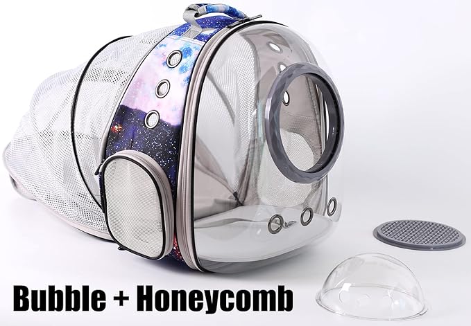 Cat Clear Bubble Backpack Carrier, Space Capsule Astronaut Backpack for Cats Small Dog Kitten Bunny Airline Approved Travel Hiking Camping Cat Book Bag (Galaxy Blue, Bubble Window)