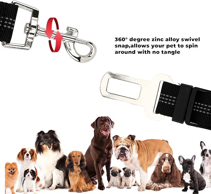 Dog Seat Belt 2PCS 19.7"-33"