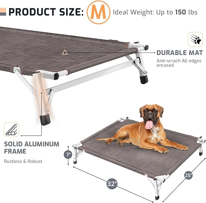 Elevated Cooling Cots Dog Bed: Raised Outdoor & Indoor Pet Cot