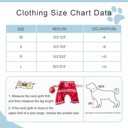 DELIFUR Dog Basketball Player Costume - Pet Halloween Costume Adjustable Funny Dress Up Sports Outfit Cosplay Clothes for Small Medium Dog Red (Small)