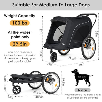 R8 Extra Large Foldable Pet Stroller 100 lbs,