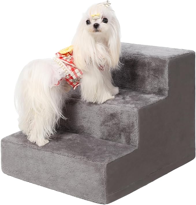 Dog Stairs for Small Dogs 13.5'' 3-Step Pet Stairs for High Beds and Couches，Dog Steps with Non-Slip Bottom and Removable Cover Indoor Outdoor