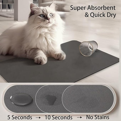 Absorbent Dog Bowl Mat for Food and Water- Quick Dry Dog Feeding Mat Anti-Slip & Waterproof Rubber Backing- Easy Clean Pet Mats for Sloppy Drinkers