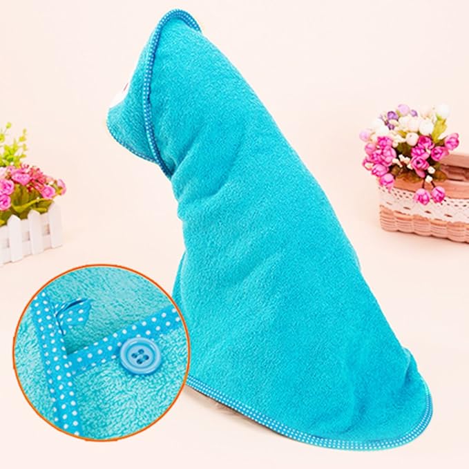 Goclothod Pet Hooded Bath Towel Cartoon Drying Bath Towel Absorbent Bathrobe Warm Blanket