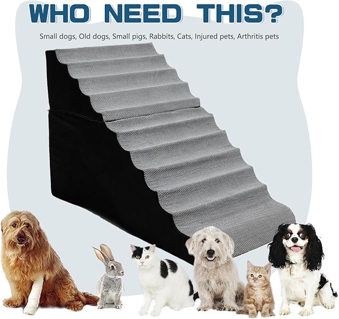 30 inches High Foam Dog Stairs &Steps for High Beds Tall, LitaiL Extra Wide 30-36 inch Wave Pet Stairs/Steps for High Beds Large Breed Dogs,Non-Slip Dog Ramps for Small Dogs, Older Dogs/Cats Injured