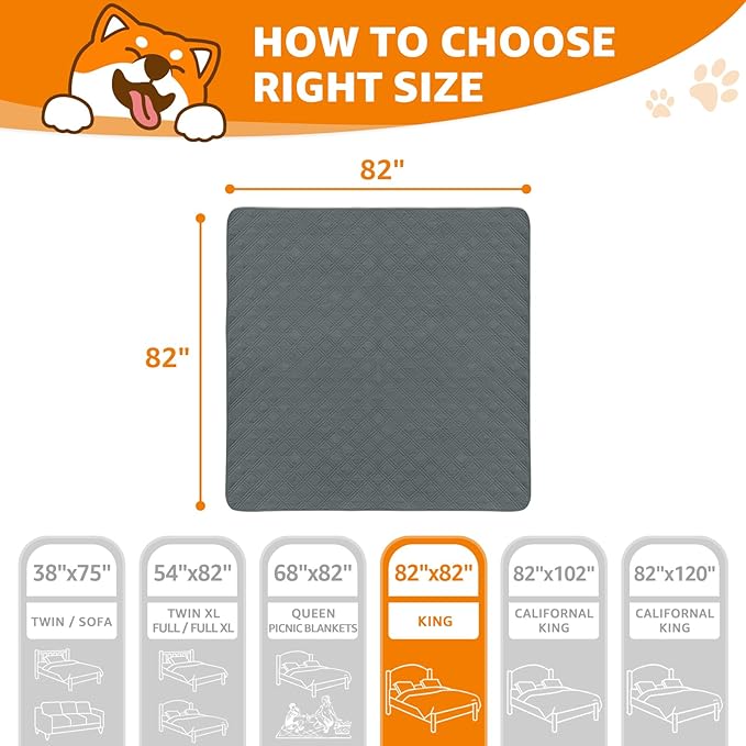 LOOBANI Waterproof Dog Blanket 2 Pack 82X82in, Dark