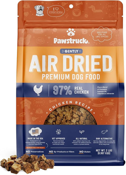 Pawstruck All Natural Air Dried Dog Food w/Real Chicken - Grain Free, Made in USA, Non-GMO & Vet Recommended - High Protein Limited Ingredient Wholesome Full-Feed - for All Breeds & Ages - 2lb Bag