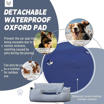 Large Dog Car Seat Under 100 lbs Dogs Funny Fuzzy Booster Car Seat Bed for Large Dogs Multifunctional Design for Home and Travel with Waterproof Pet Mat and Side Pockets