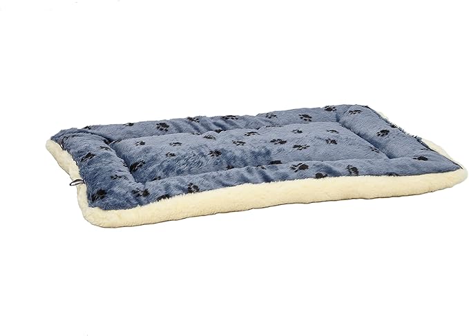 MidWest Homes for Pets Reversible Paw Print Pet Bed in Blue / White 40L x 26W x 3.5H for