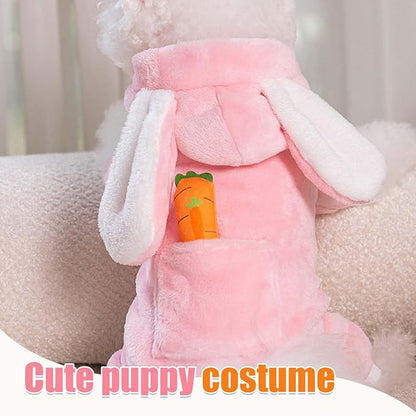 Easter Dog Bunny Costume Pet Dog Costume Puppy Hoodies Dog Clothes Rabbit Ears Hat Outfit Halloween Party Supplies for Small Dogs Cats