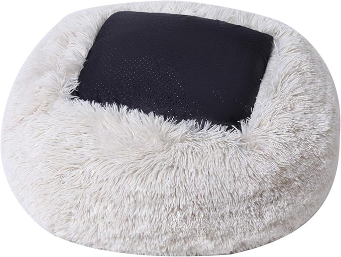 BinetGo Calming Cat and Dog Beds，32 inches Beige Dog Bed (32", Beige)