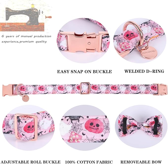 DOGWONG Fall Dog Collar with Bowtie