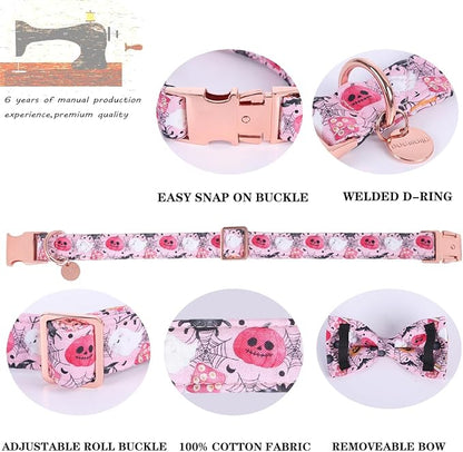 DOGWONG Fall Dog Collar with Bowtie