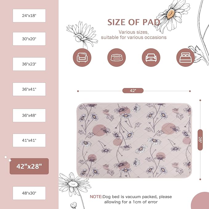 IEUUMLER Washable Pee Pads for Dogs 2 Pack EU007 (Pink 42"X28"-2pcs)