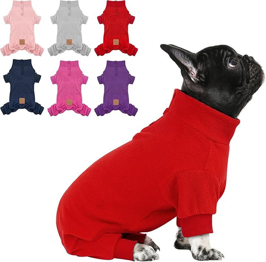 cyeollo Warm Dog Pajamas Winter Coats Fleece Dog Pjs Stretchy Turtleneck Thermal Dog Clothes Medium Dog Pajamas for Cold Weather 2XL