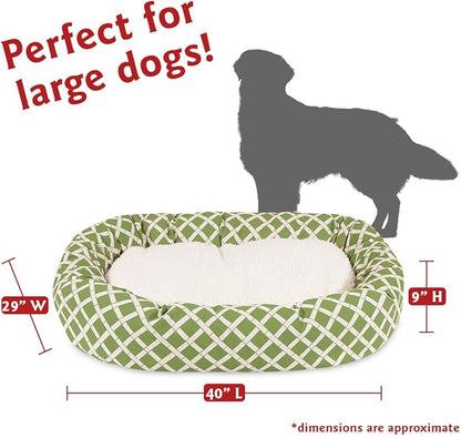 40 inch Sage Bamboo Sherpa Bagel Dog Bed, Green