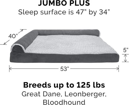 Furhaven Cooling Gel Dog Bed for Large Dogs w/ Removable Bolsters & Washable Cover 125 lbs