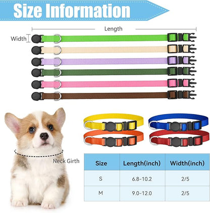 16 PCS Puppy Collars, Safety Buckle Collars for Litter Nylon Adjustable Small Puppies, Breakaway ID Whelping Pet Supplies,Stuff,Accessories(S)