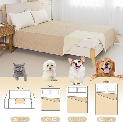 Dog Bed Cover for Pets Blankets Rug Pads for Couch Protection Waterproof Bed Covers Dog Blanket Furniture Protector Reusable Changing Pad (Ivory+Beige, 82"x82")