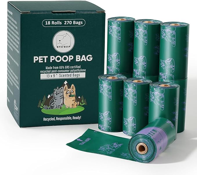 Dog Poop Bags Rolls 270 Bags 18 Refill 65% Recycled