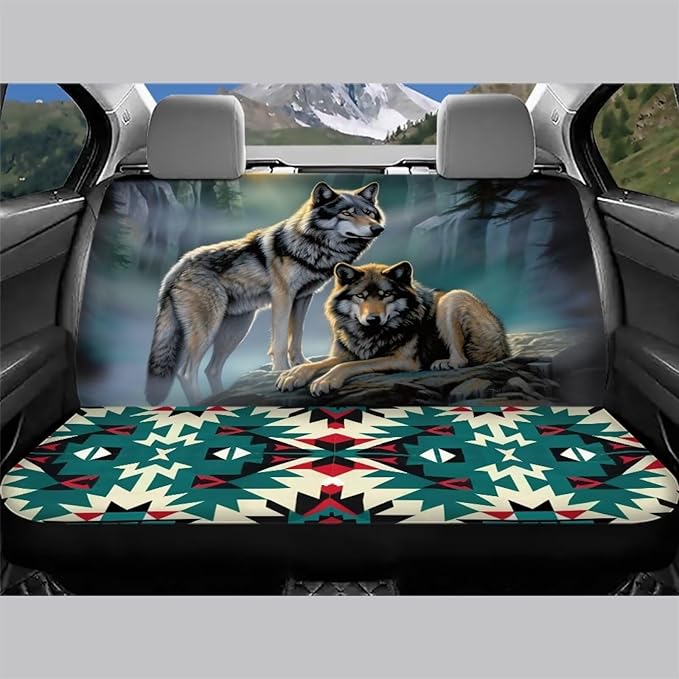 WELLFLYHOM Wolf Moon Car Seat Cover for Cars 2 Pack