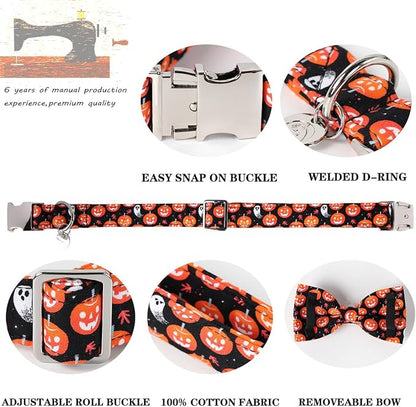 DOGWONG Fall Dog Collar with Bowtie