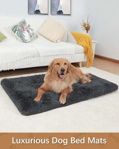 Dog Crate Pad Ultra Soft Dog Bed Mat Washable Pet Kennel Bed with Non-Slip Bottom Fluffy Plush Sleeping Mat for Large Medium Small Dogs 23 x 17 Inch