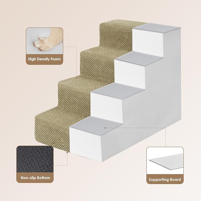EHEYCIGA Dog Stairs for Bed 18”H 4-Step Dog
